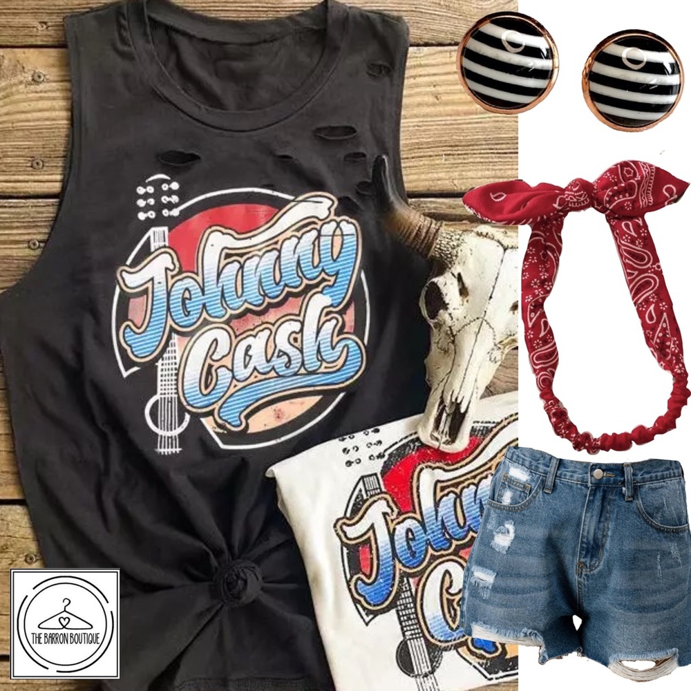 Johnny Cash Laser Cut Sleeveless Tank Top